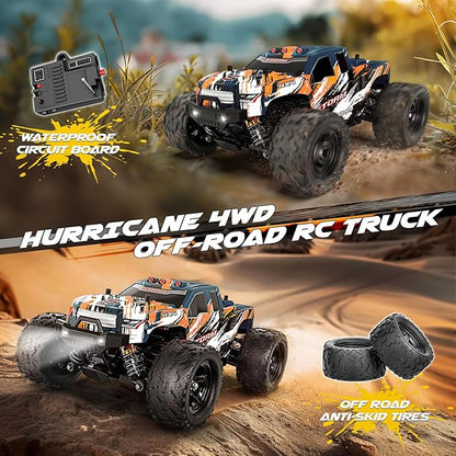 YESHIN 1:18 Scale All Terrain RC Car 40 KPH High Speed 4WD Electric Vehicle with 2.4 GHz Remote Control 4X4 Waterproof Off-Road Truck with Two Rechargeable Batteries Two Shells
