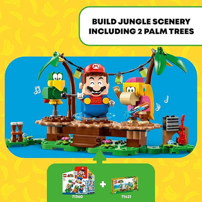 LEGO Super Mario Dixie Kong’s Jungle Jam Expansion Set 71421 Super Mario Gift Set for Boys and Girls Ages 7-9 Buildable Toy Game Featuring 2 Brick Built Super Mario Figures with Musical Accessories