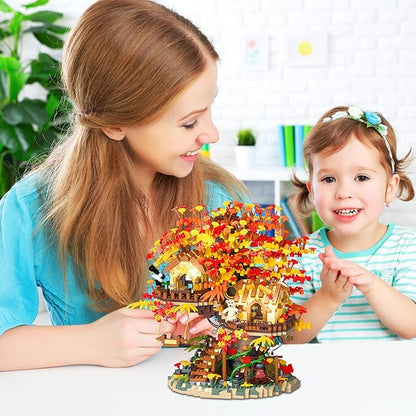 Cherry Blossom Bonsai Tree House Building Blocks Set Plants Flowers Treehouse Architecture Micro Mini Block Kits Gift for Adults and Kids（2725 Pieces）