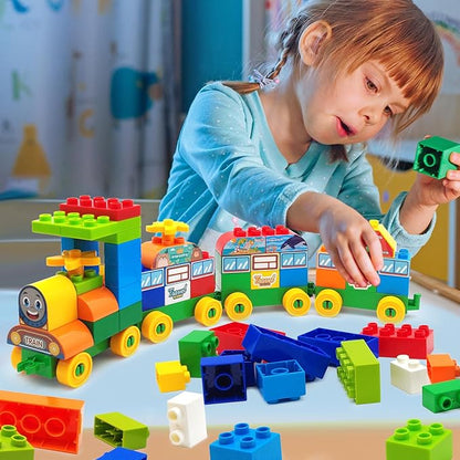 90 Pcs Classic Building Blocks Set for Toddlers 3-6 Large Building Bricks Train Educational Toy STEM Toys Compatible with Major Brands Gift for Kids