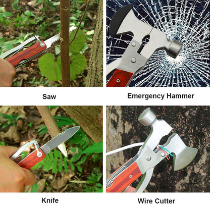 Camping Gear Multitool, Cool & Unique Birthday Gifts for Men Dad Husband Boyfriend, 18-in-1 Survival Gear for Outdoor Hunting Hiking, Emergency Escape Tool with Axe,Hammer,Plier,Knife,Bottle Opener