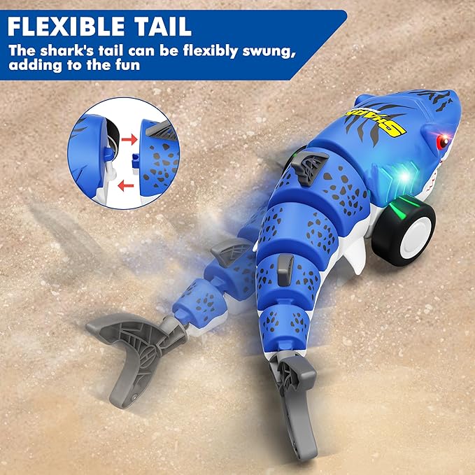 Remote Control Shark Car Toys for Kids2.4GHz RC Cars Simulation Shark with Cool Light 360° Stunt Drift &amp Most TerrainsOutdoor Toys for Birthday for 678910-12 Boys Girls