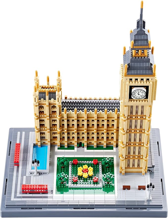World Famous Architecture Micro Building Blocks Set 6473 PCS - DIY London Big Ben Collectible Model for Adults Teens or Lovers Ages of 14+ in Living Room or Office Decorative Items