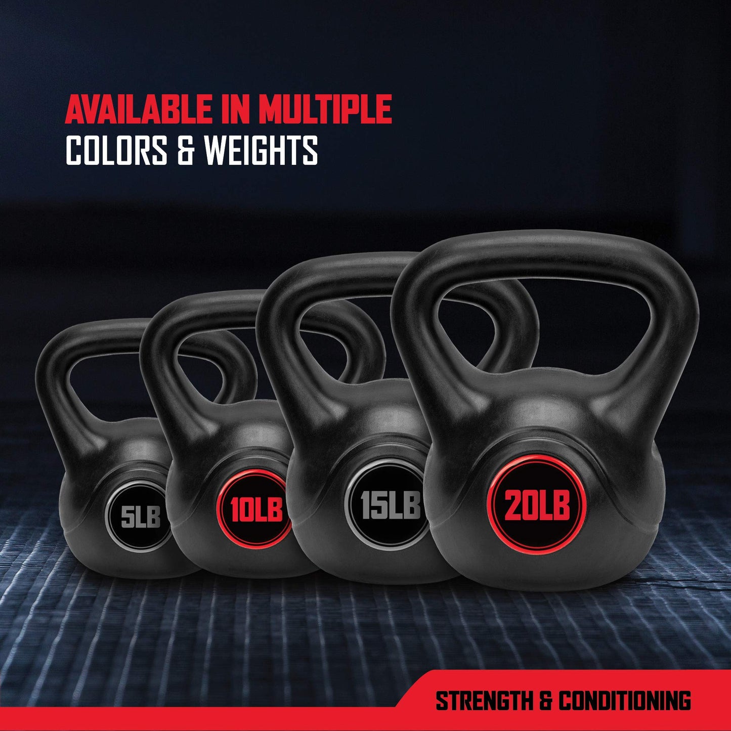 RBX Cement Kettlebell with Shock-Proof Plastic Coating for CrossFit Training