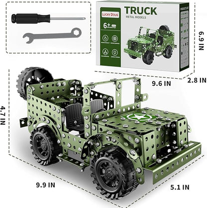 Lucky Doug STEM Building Projects Model Truck Set - Building Toys for Kids Ages 8-12 Assembly Science Army Toys for Boys 8 9 10 11 Years Old