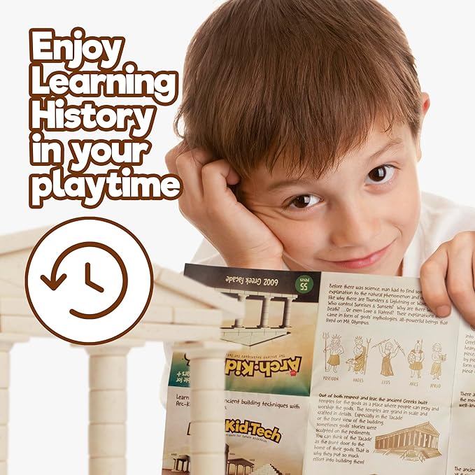 Taksa Toys Ancient Greek Facade Stem Toys Unique Educational Stackable Building Blocks for Kids Ages 7 8 9 10+ Years Old Indoor Architectural Kit Learning Games Montessori Toys for Children 55 Pcs