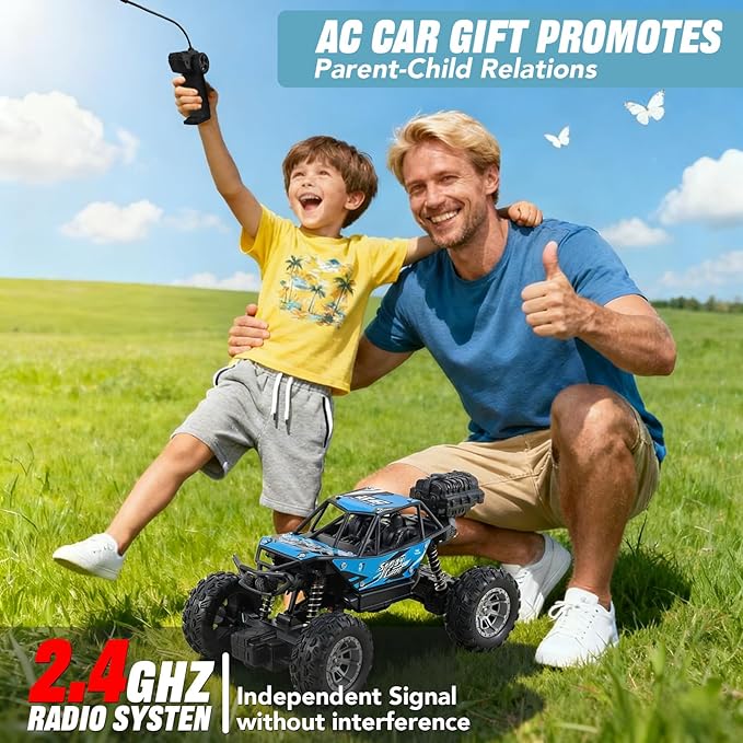 NXD RC Truck 1:18 Remote Control Car with Spray &amp Light 4WD All Terrain Off-Road Monster Truck Toys 2.4 GHz RC Cars for Kids Age 6 7 8 9 10 11 12 Gift for Boys Girls (Blue)