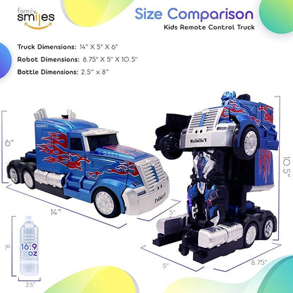 Kids Transforming Robot RC Truck Toys for Boys Ages 8-13 Years Remote Control Car Gift