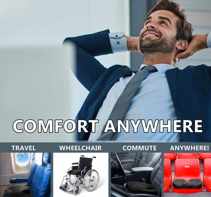 ComfiLife Premium Comfort Seat Cushion - Non-Slip Orthopedic 100% Memory Foam Coccyx Cushion for Tailbone Pain - Cushion for Office Chair Car Seat - Back Pain & Sciatica Relief (Black)