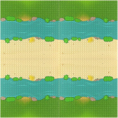 Feleph Classic Baseplate with River and Grassland Pattern 10 x 10 Inches Base Plates for Building Blocks Mat Compatible with Major Brands (Straight 4 Pieces)