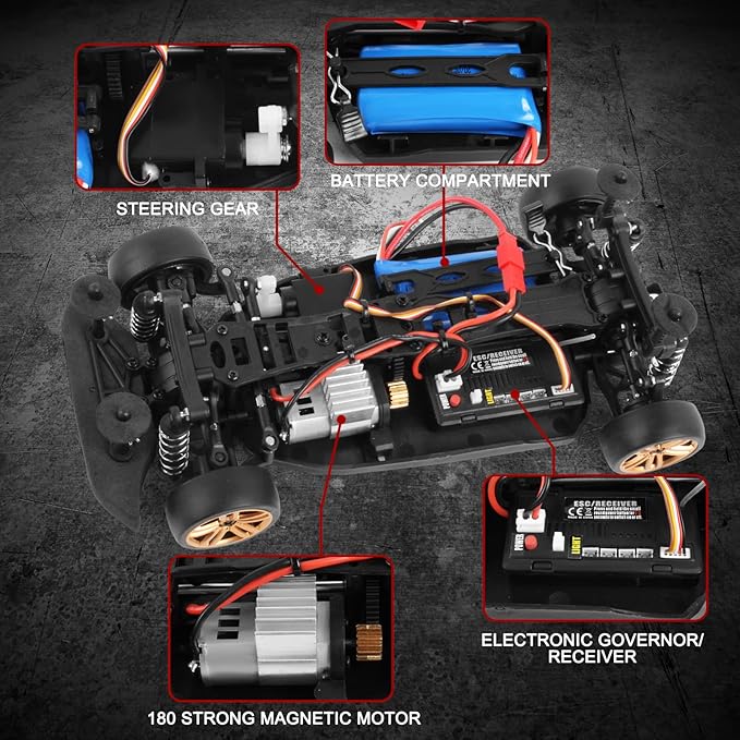GoolRC RC Drift Car 1:18 Scale Remote Control Car?2.4GHz 4WD 30KM/H High Speed Racing Cars with LED Light Strip and 1 Battery for Adults