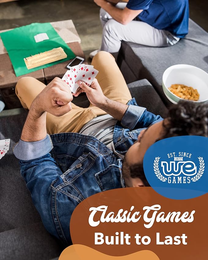 WE Games Wooden Cribbage Board Game Set Continuous 3 Track for 2-3 Players Travel Cribbage Board with Card Storage Includes 9 Metal Pegs &amp Deck of Cards Card Games Classic Board Games for Adu