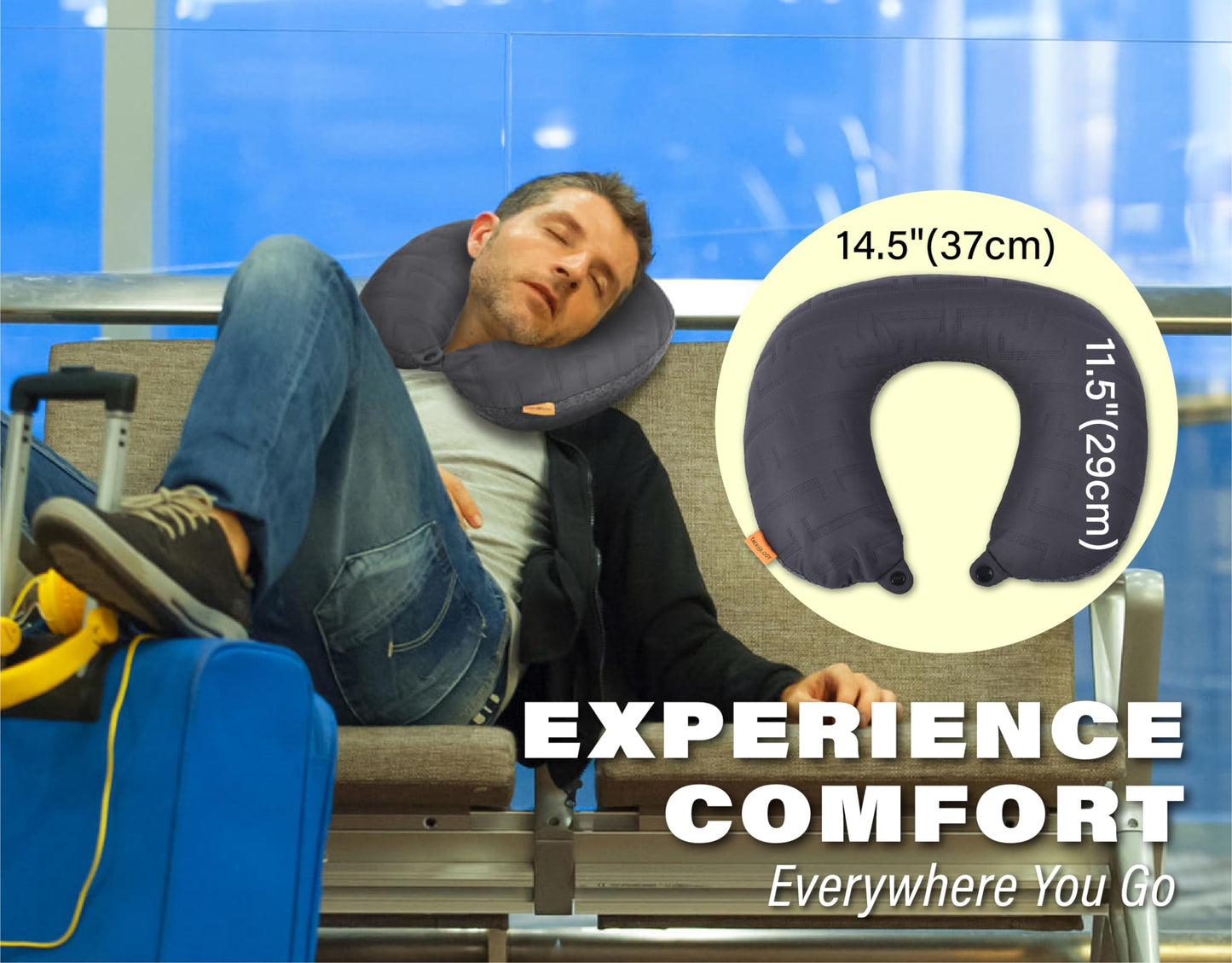 TREKOLOGY Inflatable Neck Pillow for Traveling, Inflatable Travel Pillow for Airplanes, Neck Air Pillow, Blow Up Travel Pillows for Airplane Pillow Travel Neck Support
