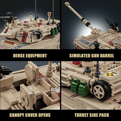 M1A2 Abrams Tank Building Set for Adults-Compatible with Lego Tank Collectible Army Model Gift Ideal for Military Enthusiasts (1002 PCS)