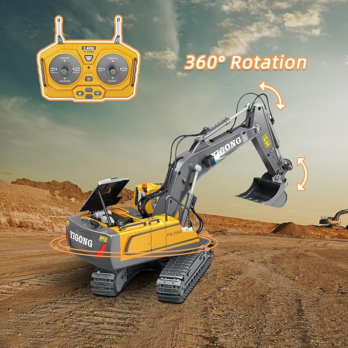 Remote Control Bulldozer - 11 Channel RC Dozer Front Loader Toy with Light and Sound - 1/24 Full Construction Vehicle Toys for Kids Age 6 7 8 9 10 and Up Years Old