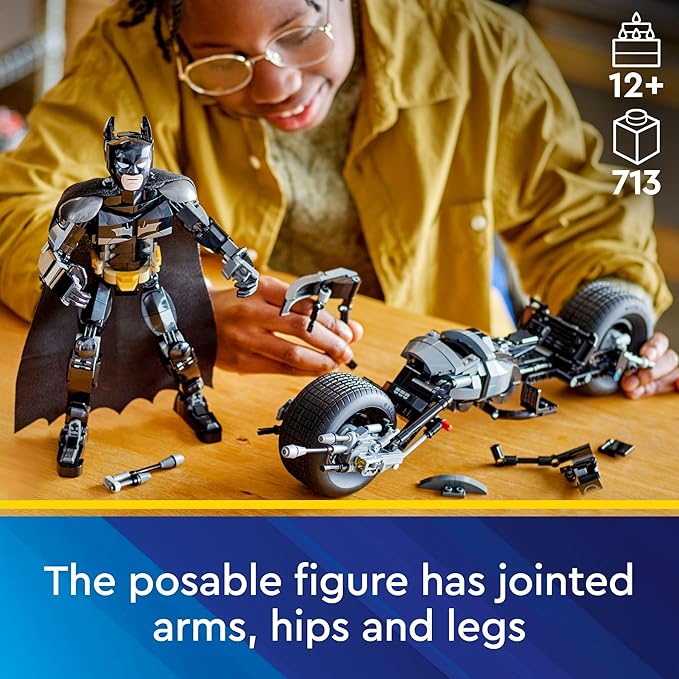 LEGO DC Batman Construction Figure &amp The Bat-Pod Bike Building Toys - Batman Action Figure from The Dark Knight for Boys &amp Girls Ages 12+ - Superhero Gift Ideas for Kids - 76273