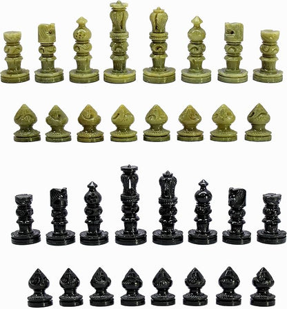 StonKraft - Natural Stone Chess Pieces Chessmen Chess Coins (3 King) | Chess Accessories | Board Games (3 White Brown)