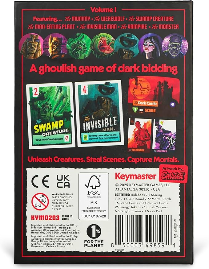 Keymaster Games Campy Creatures Vol. 1 - Hilariously Fun Trick-Taking Game! Perfect Card Game &amp Board Game for Adults &amp Families - Flip Cards to Unleash Monsters on Game Night!