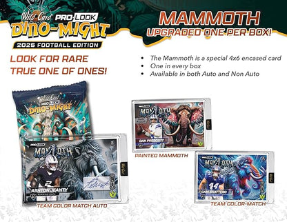 2025 Wild Card Dino-Might Football Hobby Trading Card Box (1 Oversized Mammoth Card Per Box)