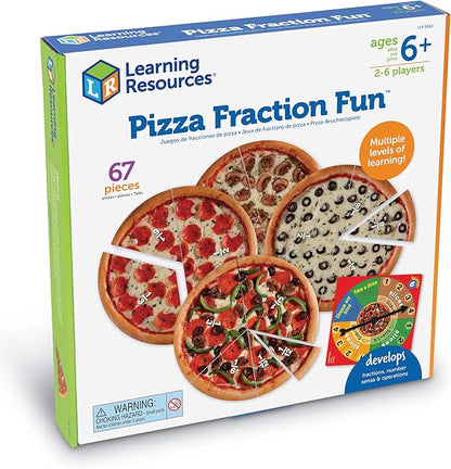 Learning Resources Pizza Fraction Fun Game 13 Fraction Pizzas 67 Piece Game Ages 6+