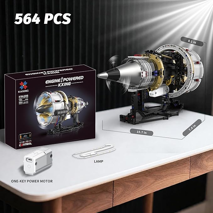 Jet Engine Model Kit that Runs App Controlled Building Blocks Sets with Motor Visible Aircraft Engine Building Kit for Adults &amp Kids 14+ Year Old (564 PCS)