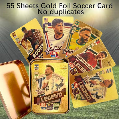 World Cup Soccer Star Card Gold Trading Card Sports Souvenirs 55Pcs Gold Foil Cards for Kids Adults for Football Enthusiasts