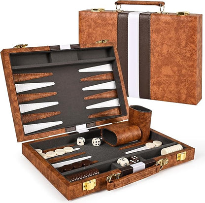 ropoda Backgammon Board Game Set (11 Inches) for Adults and KidsClassic Board Strategy GamePortable and Travel Backgammon Set with Premium Leather CaseBest Strategy &amp Tip Guid