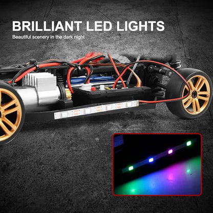 GoolRC RC Drift Car 1:18 Scale 2.4GHz 4WD 30KM/H High Speed Remote Control Racing Car with LED Light Strip and 2 Batteries for Adults