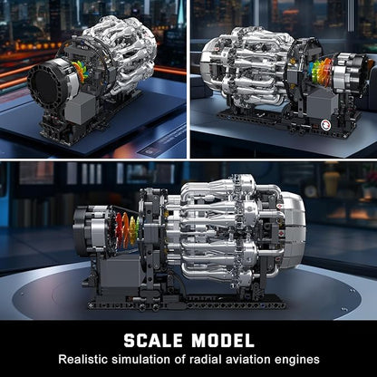 Mould King 10216 Turbojet Engine Building Sets Mechanical Aviation Aircraft Engine Model Kit That Runs Build Your Own STEM Model Engine Gift for Age 14+/Adult Collections Enthusiasts (1214+ PCS)