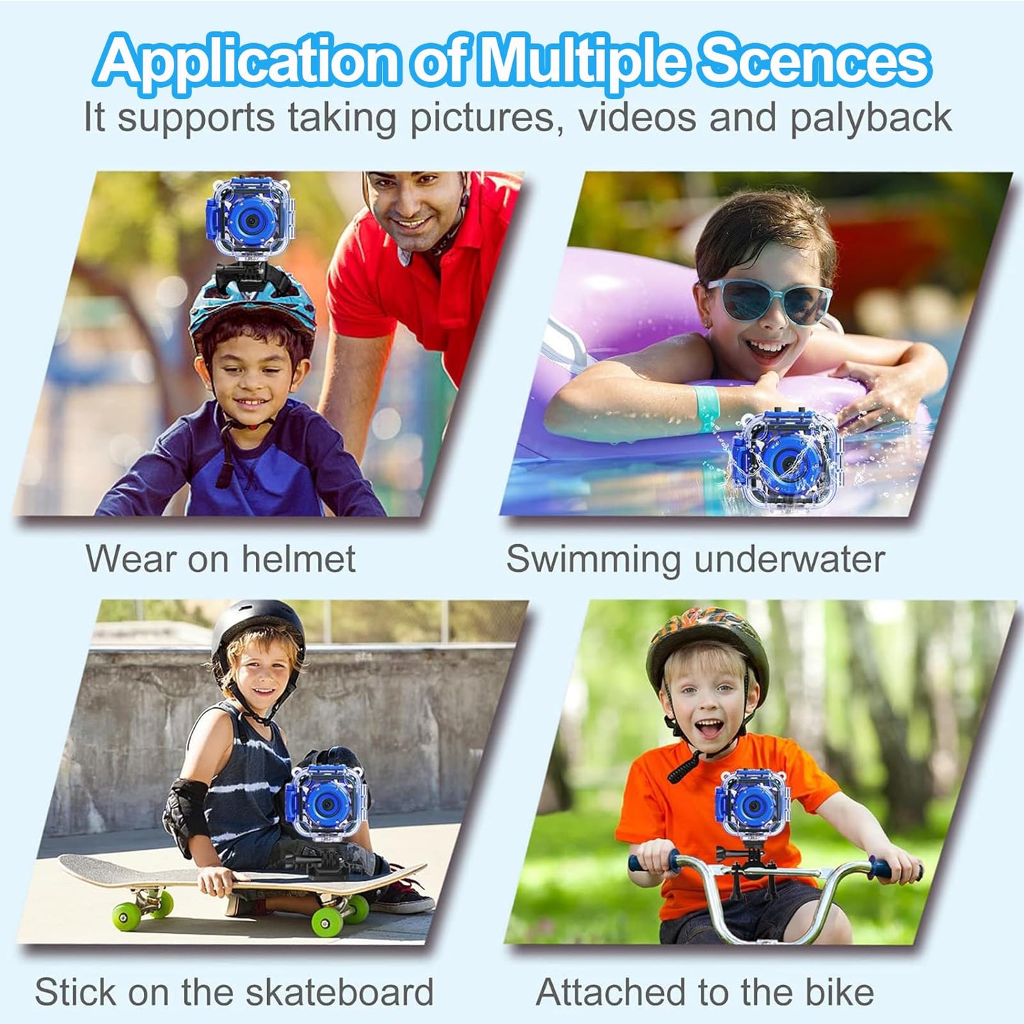 PROGRACE Kids Waterproof Camera for Kids Action Video Digital Camera 1080 HD Toy Cameras for Boys Birthday Christmas New Year Gifts, Blue