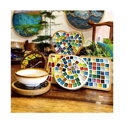 100 Pieces Mosaic Tiles Squares Orange Crystal Mosaic Stained Glass for Crafts Supplies DIY Picture Frames Handmade Jewelry Coasters Art Material Decoration,1x1cm