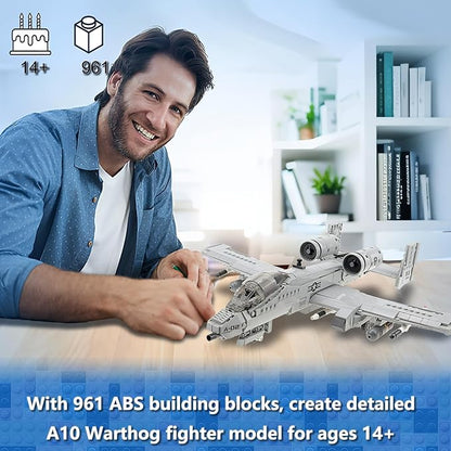 MEOA A10 Warthog Plane Building Toys 961PCS WW2 Fighter Jet Building Blocks Set Air Force Airplane Model Kits Bricks Toy Gifts for Adults