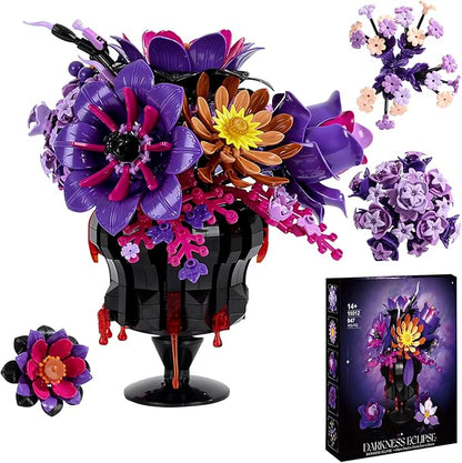 Flowers Bouquet Block SetElegant Purple Bouquet Building with Detailed Instructions for Parent-Child Bonding &amp Creative AchievementGift Idea with Purple Theme for Loved One or Gothic Decor Lover