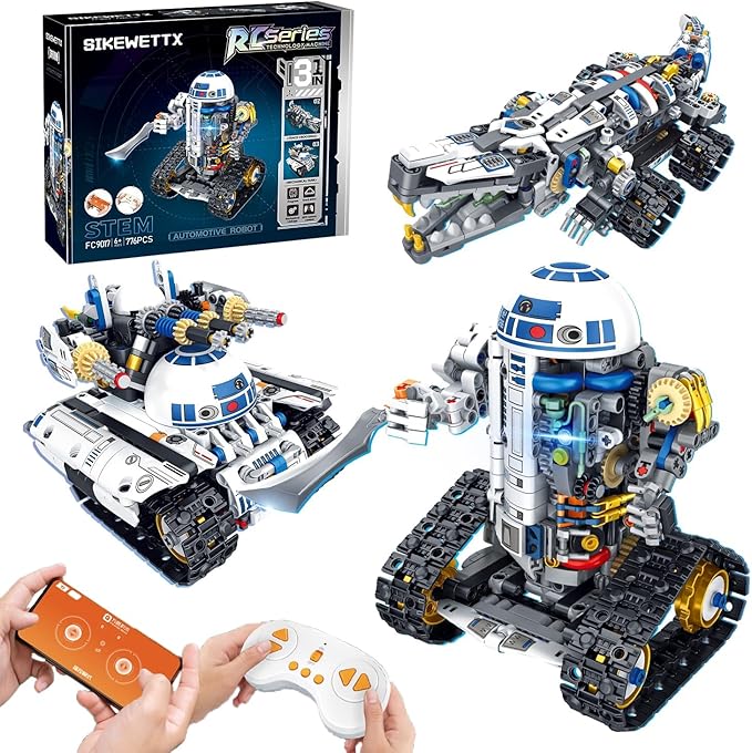 3 in 1 STEM Robotics Building Kit 776 PCS APP/Remote Control Robot Space Wars Toy Building Block Sets Compatible with Lego Robotics Control &amp Programming Robot Birthday Gifts for Boys Age 8-14+