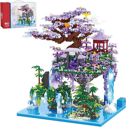 Big Bonsai Cherry Blossom Tree Building Blocks SetChinese Architecture Micro Blocks Sets with LED Lights4574PCS Tree House Building Kit with Box for Adults