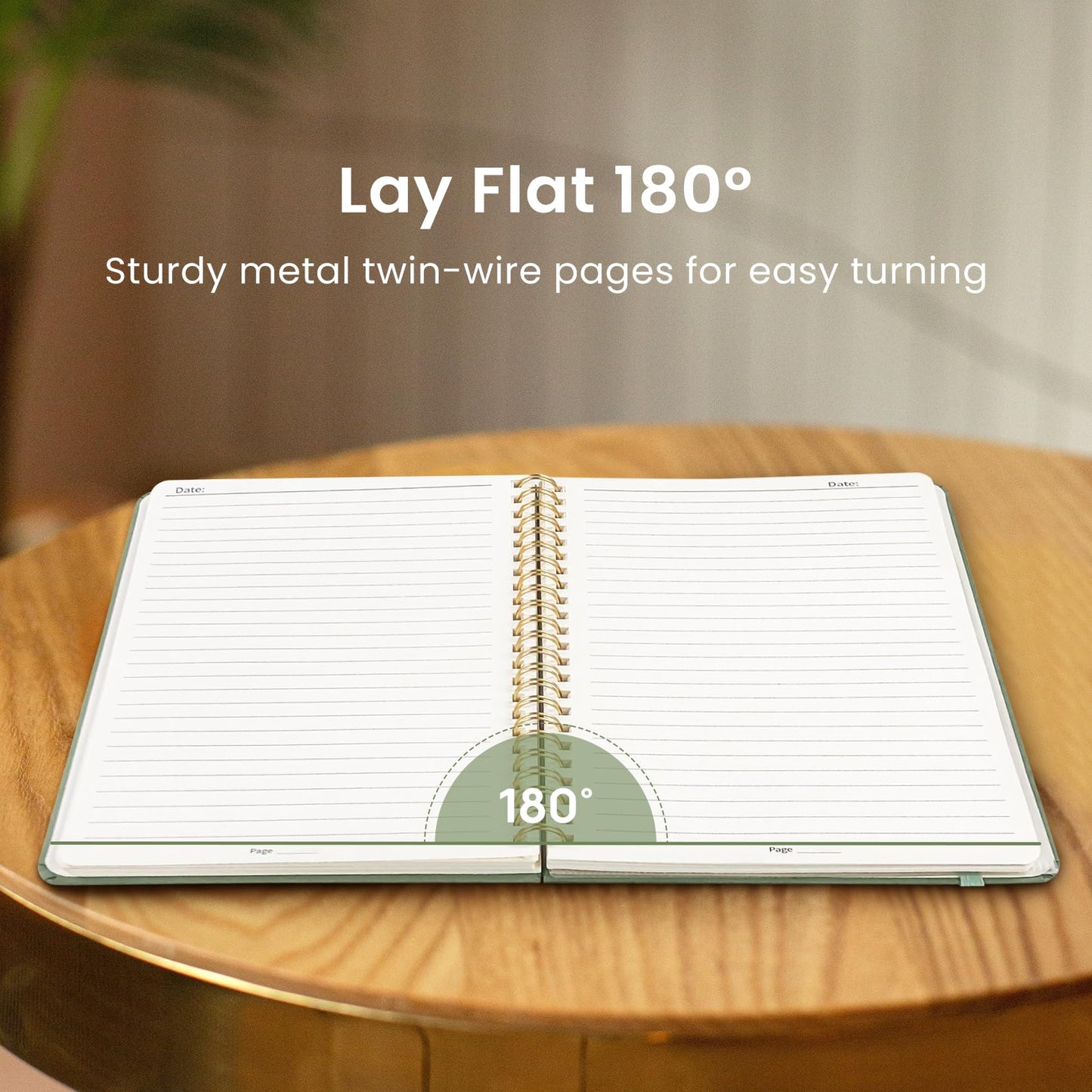 Lined Spiral Journal Notebook for Women & Men, 140 Pages, College Ruled Hardcover Notebook for Work & Note Taking, Journals for Writing, A5(6"x8") - Green