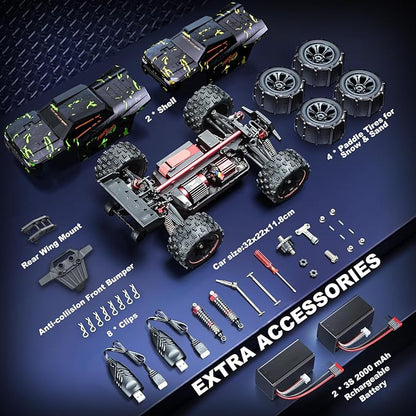 1/14 Brushless RC Cars for Adults Fast 50+ mph RC Trucks 4x4 Offroad Waterproof Electric Powered High Speed Remote Control Car Fast Extreme All Terrain RC Truggy with 3S Battery for Snow Sand
