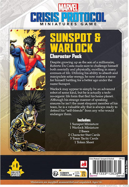 Marvel: Crisis Protocol Sunspot &amp Warlock Character Pack - Tabletop Superhero Game Strategy Game for Kids &amp Adults Ages 14+ 2 Players 90 Min Playtime Made by Atomic Mass Games