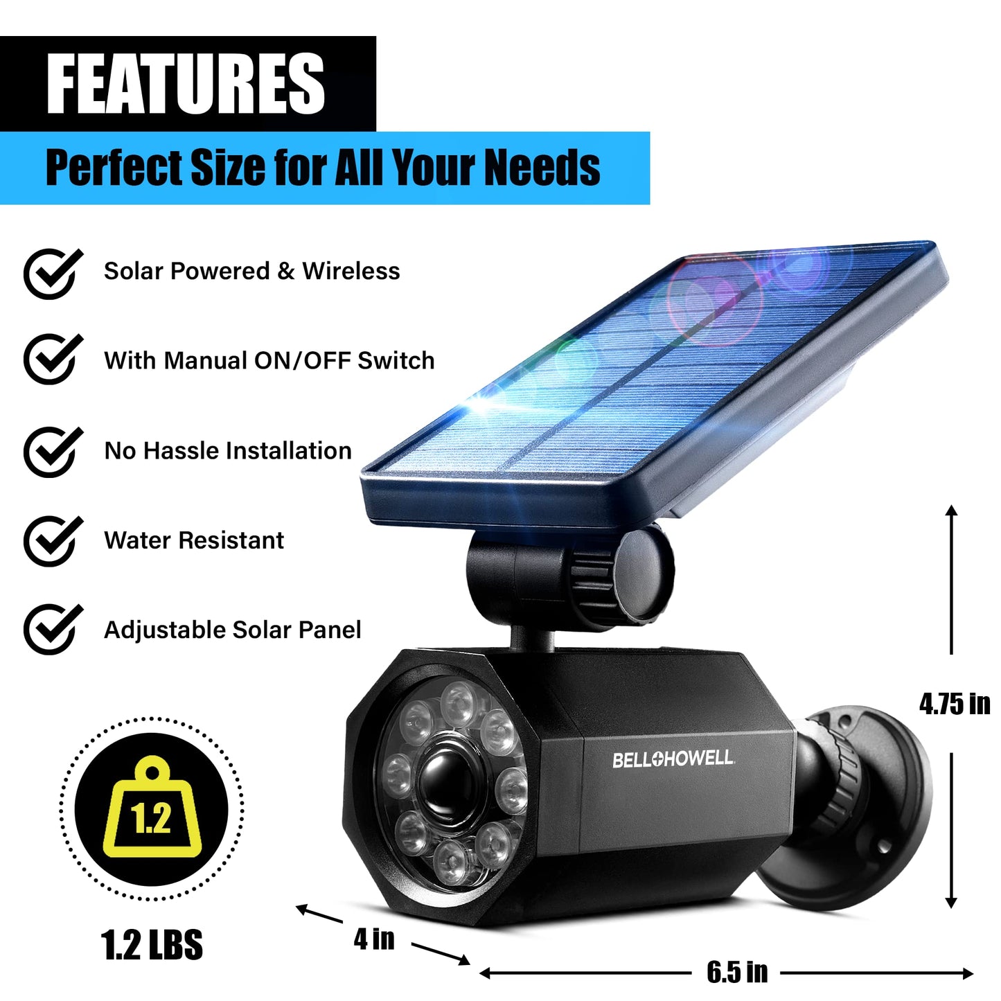 Bell+Howell Bionic Spotlight Motion Solar Spot Lights Outdoor Waterproof, Landscape Light, Outdoor Solar Yard Lighting Weather Resistant, Super Bright LED Lights, for Garden, Lawn As Seen On TV