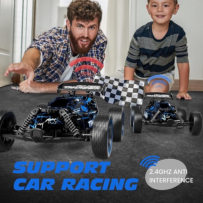 Tecnock RC Cars for Kids 1:18 Scale 2WD RC Car with LED Lights 2.4GHz Remote Control Car with USB-C Easy Charging &amp 50 Mins Playtime Toys Gifts for Boys &amp Girls Ages 8-12