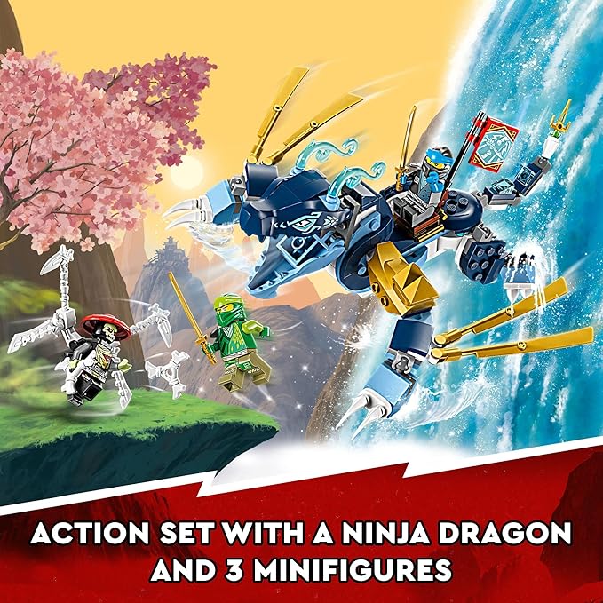 LEGO NINJAGO NYA’s Water Dragon EVO 71800 Toy for Girls and Boys 6 Plus Years Old Mythical Creature Figure Building Set Ninja Action Birthday Gift Idea