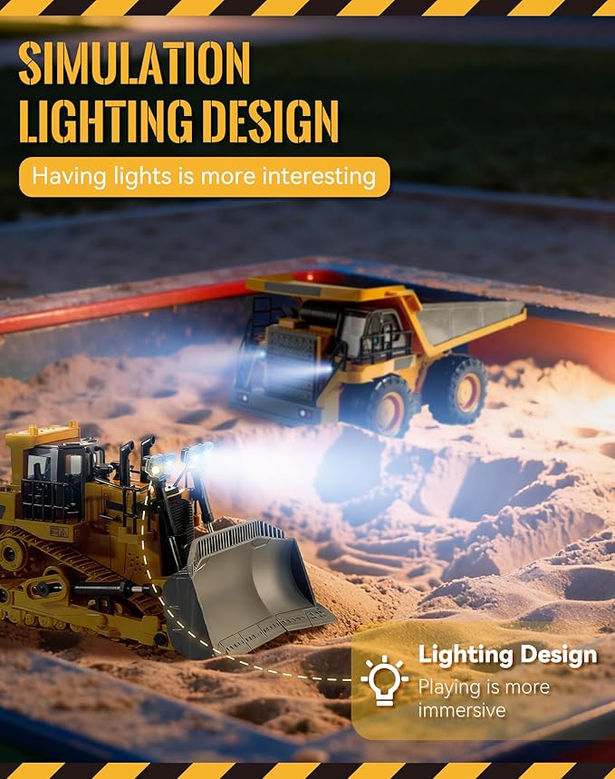 Construction Rc Set of 4 2.4ghz Remote Control Excavator 360° Rotation Lights and Sounds Command The Site Conquer The Dirt Collaborative Experience Alloy Material (1Pc-D)