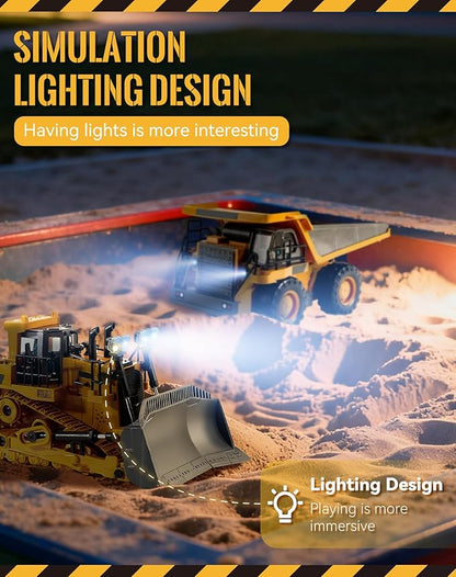 Construction Rc Set of 4 2.4ghz Remote Control Excavator 360° Rotation Lights and Sounds Command The Site Conquer The Dirt Collaborative Experience Alloy Material (1Pc-D)