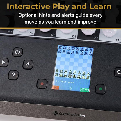 Millennium ChessGenius Pro M815 – Electronic Chess Computer with 2200 ELO Adaptive AI Skill Levels Color Display Built-in Trainer Magnetic Travel Design