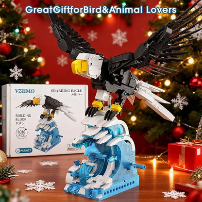 Bald Eagle Building Sets Easter Articulated Wings Ocean Base 1018 PCS Mechanical Motion Model Display Gift Christmas Birthday Ages 14+