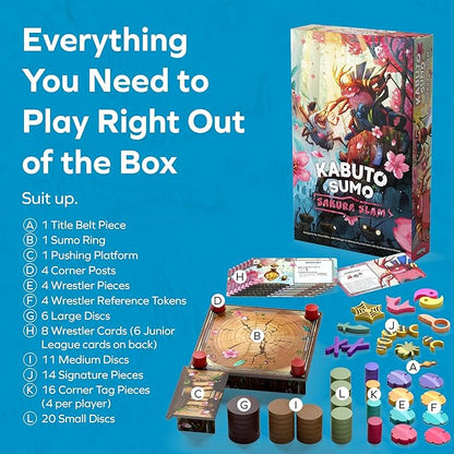 ALLPLAY Kabuto Sumo: Sakura Slam Board Game for Adults- The Return of The Coin Pushing Beetle Brawl - Standalone Sequel - Strategy Dexterity Game - 2-4 Players Ages 6+