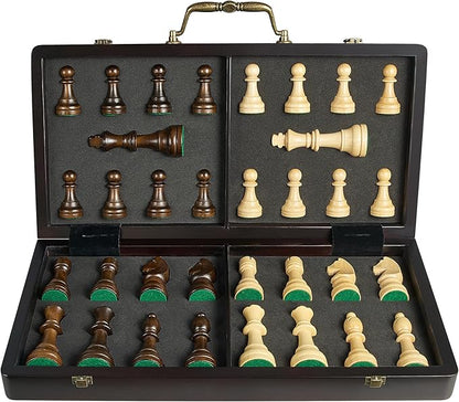 18.5 Wooden Chess Set with HandleChess Sets for Adults Kids Portable Folding Board Games with 4.5 King 2 Extra QueensHandmade Weighted Large Pieces with Storage Slots