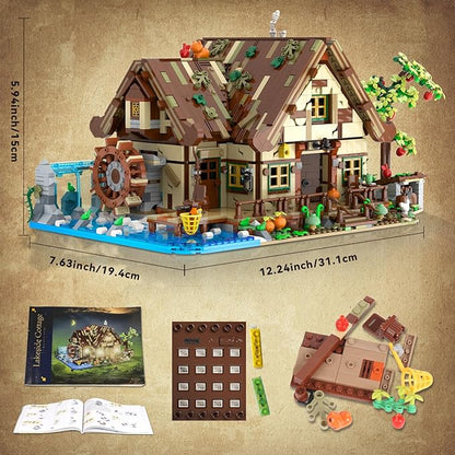 Wood Cabin Mini Building Set with Lights Forest House Building Block Kit with Animals Stream Waterwheel 2570 PCS Treehouse Construction Model Toy Collection for Adults Teens Boys Girls 12+