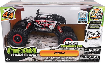 NKOK Mean Machines 1:16 2.4GHz RC Rock Crawler Venom (Red) Designed for Rough Terrain Climbing Pistol Grip Full Function Controller Powerful Motor