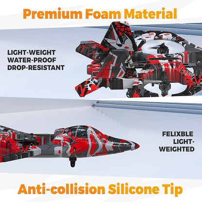 BEZGAR HQ057X RC Fighter Airplane丨Mini Drone Remote Control Jet Plane Stunt Drone for Adults &amp Kids Toy with Light Gift for Kids Beginner Red